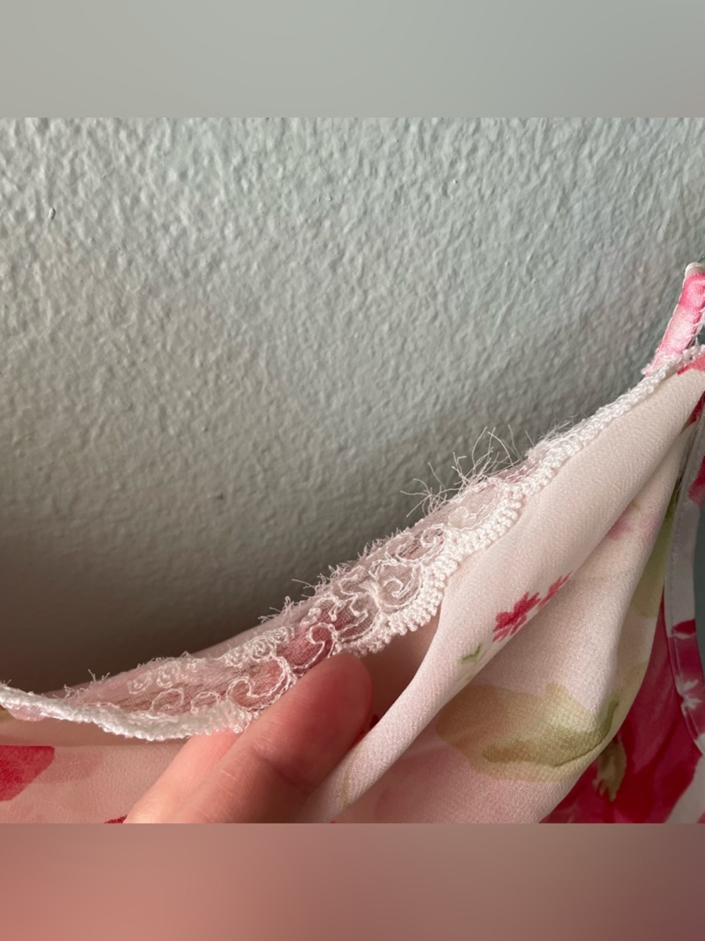 delicates Pink and Green Floral Satin Slip Chemise - Picture 6 of 12